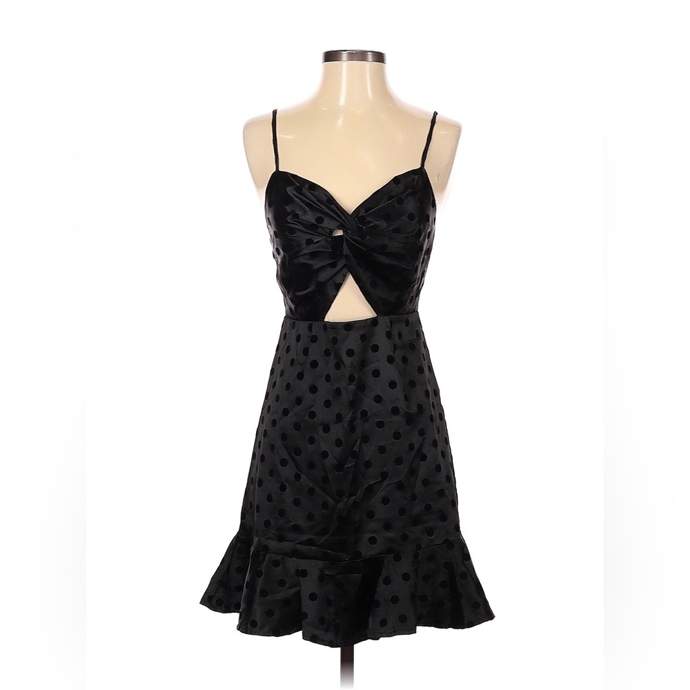 Revolve By the Way. Black Velvet Polka Dot Dress
